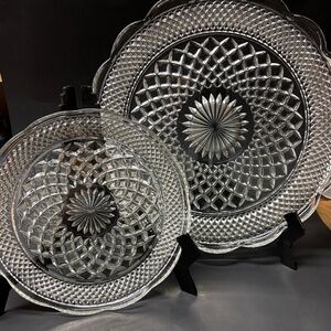 Set of 2 Anchor Hocking Wexford Round Serving Plates 14” and 10”